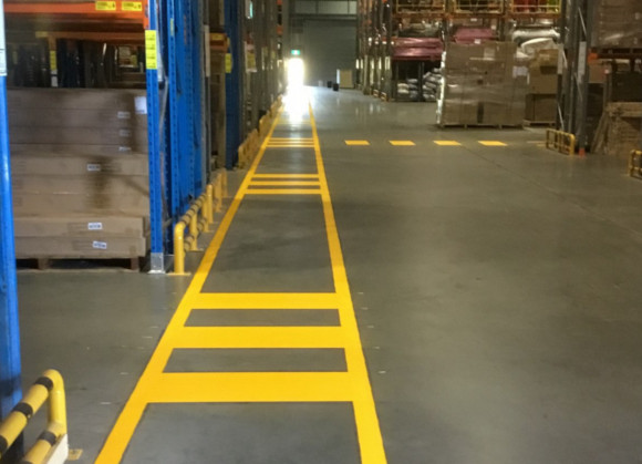 Warehouse safety lines and exclusion zones